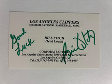 BILL FITCH autograph LOS ANGELES CLIPPERS Hall of Fame HOF business card signed