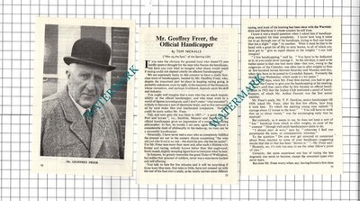 Mr Geoffrey Freer Pferderennen - 1962 kleiner Artikel