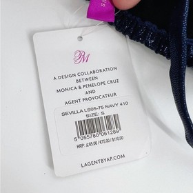 L' Agent Provocateur Sevilla Navy Triangle Bikini Top Sz S NWT