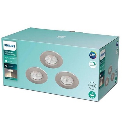 Philips Dive 3er Pack 5,5W LED Einbaustrahler IP65 dimmbar Strahler Nickel