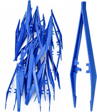 30 Pcs Disposabletweezers Bulk Pack Blue 5 Inch Plastic Tweezers for Home, Schoo