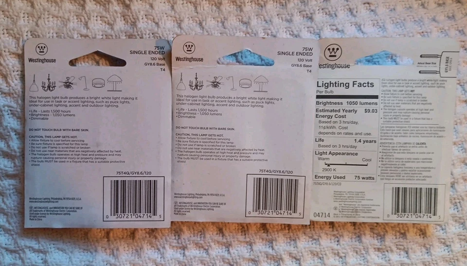 3 Westinghouse 75W GY8.6 Base Dimmable Bulbs - Image 2 of 2