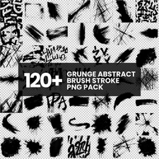 120+ Grunge Abstract Brush Stroke PNG Pack / Textured Ink Splatter Clip Art