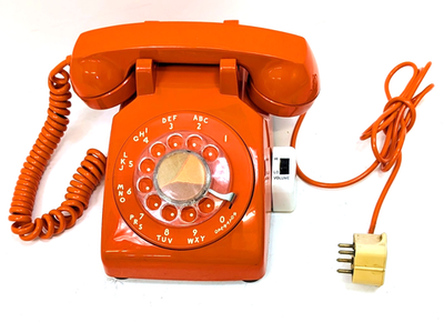Vintage 1978 Orange ITT Desk Telephone Phone, Polished and 