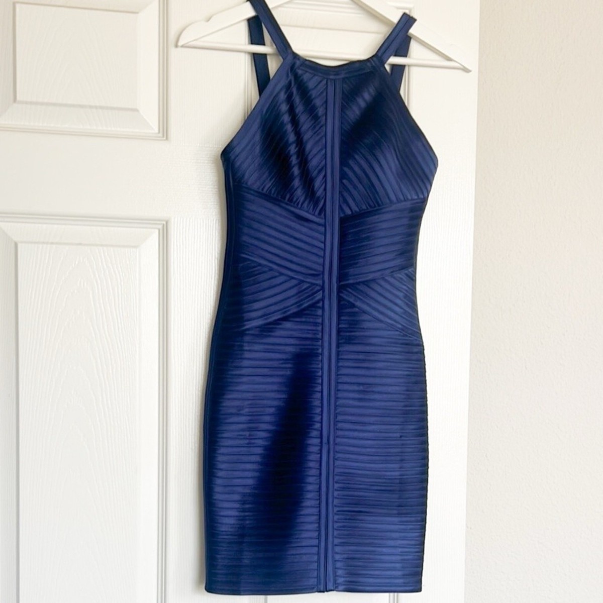 bcbg bandage dress blue BCBGMAXAZRIA Caspar Bodycon Knit Dress Blue S Bandage