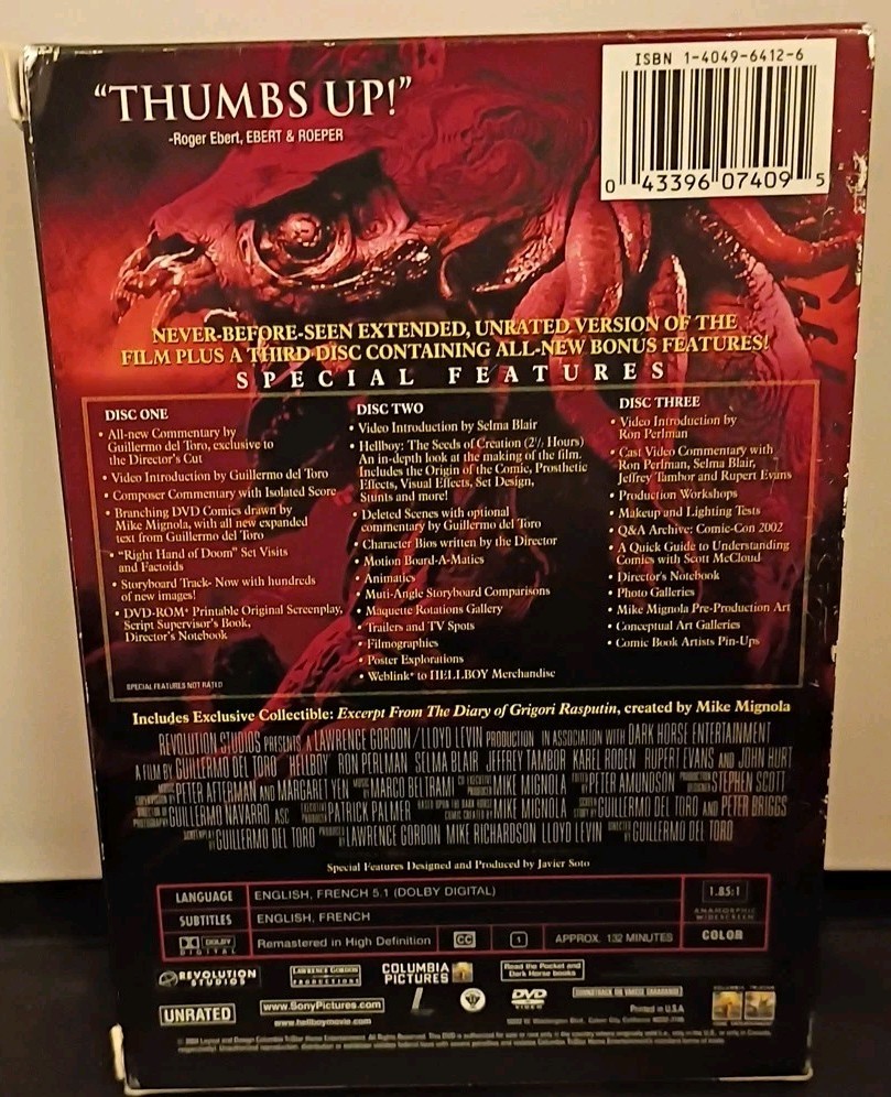 HELLBOY Director's Cut (3-Disc DVD Set) Guillermo Del Toro Ron