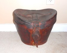 GREAT ANTIQUE VICTORIAN LEATHER HAT CASE LUGGAGE BOX AS IS