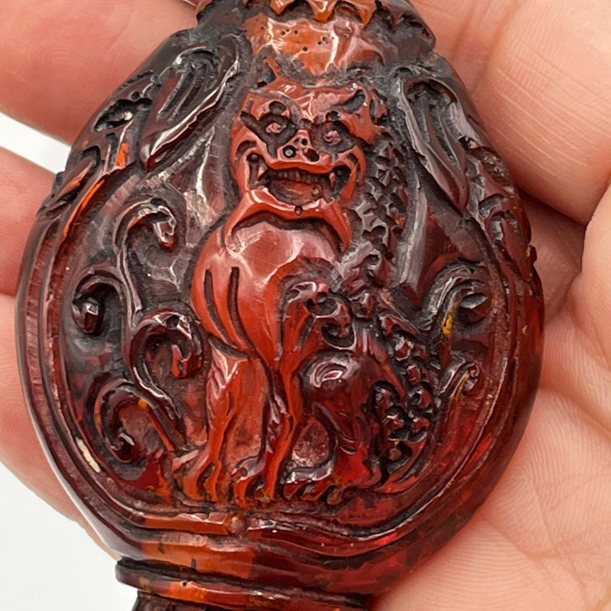 红色树脂主要古董中国鼻烟壶| eBay