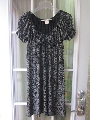 Max Studio Black Pleated Cap Sleeve Dress Women XS **Excellent**