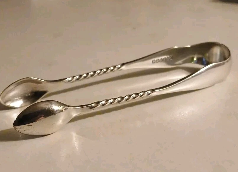 Pinzas antiguas James Dixon & Sons plateadas para cubo de azúcar de 4" Foto 3 de 4