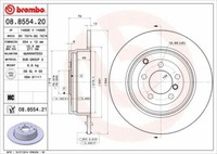 2X Brembo 08.8554.21 Bremsscheibe Hinten FüR Land Rover