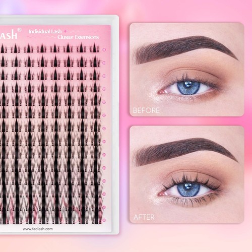 Fadlash Cluster Lashes Kit Eyelash Clusters 0.07mm Wispy Lash Clusters DIY Lash - Picture 7 of 10