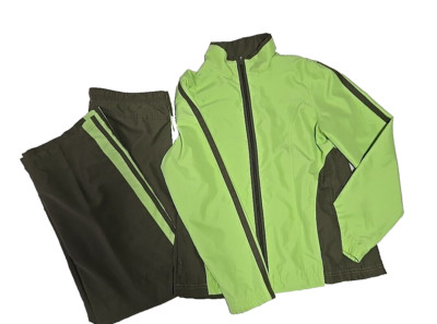 Tek Gear Track Suit Set Jacket Pants  Activewear Womens M Green  Full Zip Lined