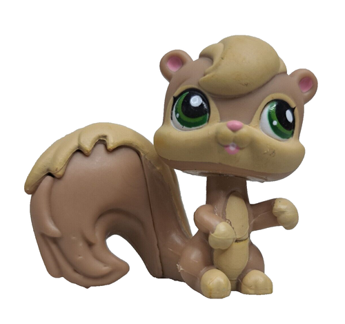 Littlest Pet Shop #1372 Authentic LPS Brown Squirrel Green Eyes - Afbeelding 1 van 7