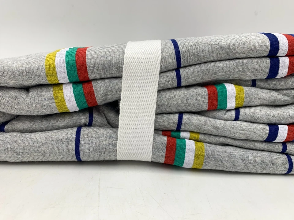 Funda nórdica Pottery Barn Teen Kids retro deportiva a rayas jersey gris doble #117D Foto 3 de 4