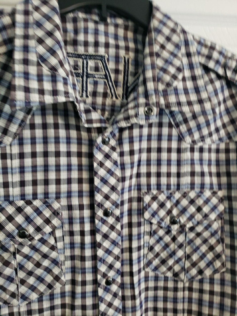 Monarchy collection mens short sleeve plaid embro… - image 5