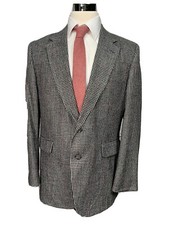 Stafford Mens Silk  Wool Blend Houndstooth Classic Sports Coat 44R