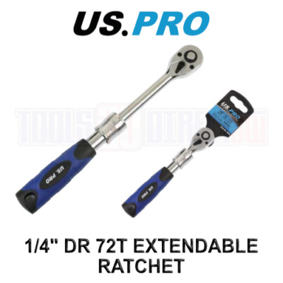 US PRO Tools 1/4'' DR 72T ausziehbare Ratsche für Steckschlüssel 160 mm - 200 mm 4204