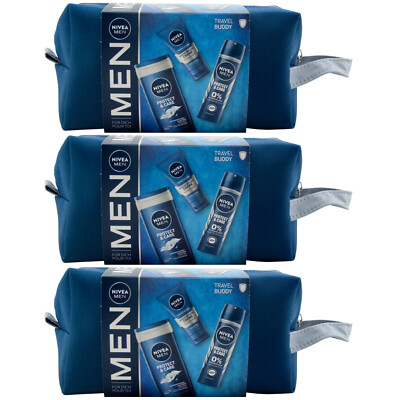 Nivea Men 3 x TRAVEL BUDDY Geschenkset PROTECT & CARE Duschgel Gesichtscreme