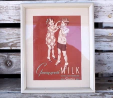 Vintage Growing up with MILK The CARNATION WAY Framed with Glass Advertisement