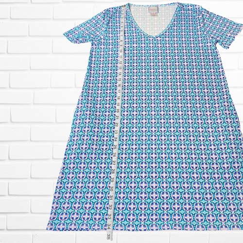Stella Parker Dress M Turquoise Blue Porto Tile Swim Cover Up Pockets UPF NEW - Picture 8 of 12