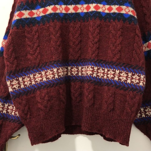 Vintage Lobo by Pendleton Oversized Aztec Nordic Jumper Men's L Red Wool Knit - Picture 10 of 17