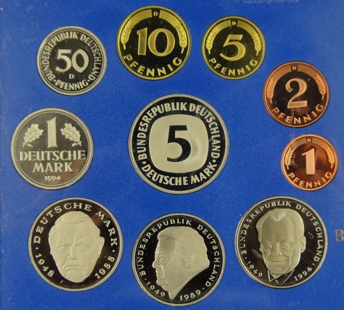 Germany Coins Proof Set of 10 Pieces 1994 D Edition UNC - Picture 3 of 4