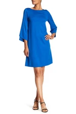 NWT Lafayette 148 New York Tulip Sleeve Dress Blue Size Small MSRP:$468