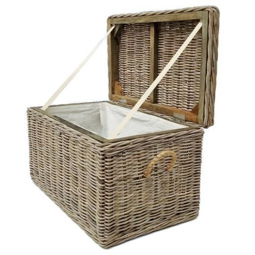 Rattan handmade storage trunk blanket box inner liner rope detail high end