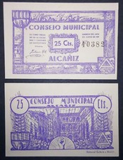 FREE POSTAGE, A/15/1, Spain Alcaniz, 25 Cents, 1927 P-921, Uncirculated.
