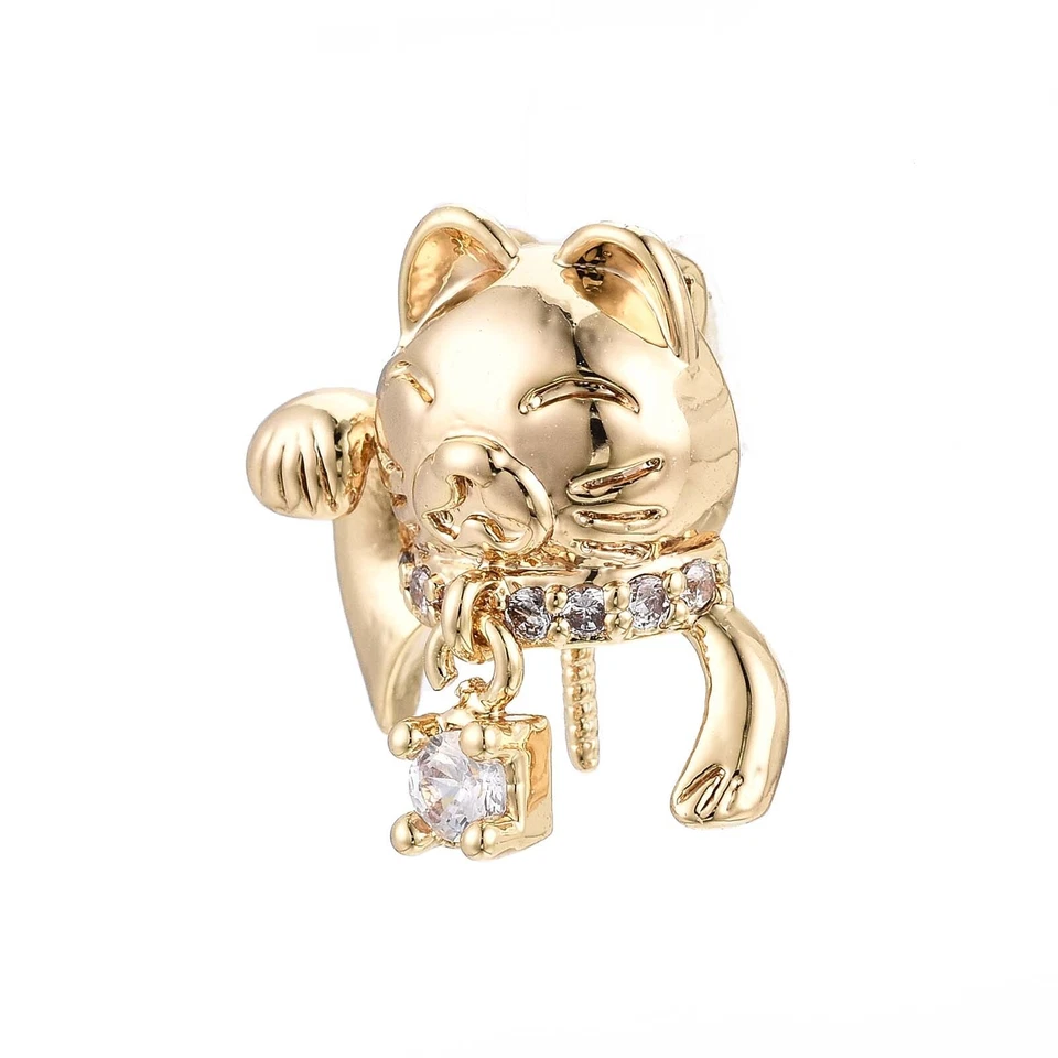 30 fianzas de clavija de tornillo de circonita cúbica de latón Fortune Cat para cuentas medio perforadas 14 mm Foto 2 de 4