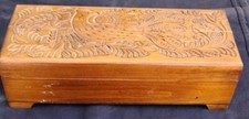 Beautiful Solid Wood Treasure Box Hinged Carved Lid 1987 BEAUTIFUL BOX