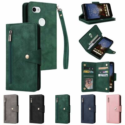 Zipper Leather Card Wallet Flip Phone Case Fr Google Pixel 3a 4 5 6 5a 4a XL+