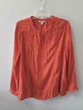 Lucky Brand Orange Long Sleeve Boho Top Soft Size Medium