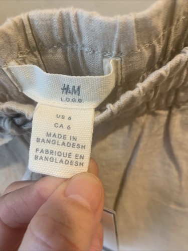 NWT! H&M Women Natural Linen Pants Size 6 Beige Elastic Tie Waist High Rise. NEW - Picture 4 of 12