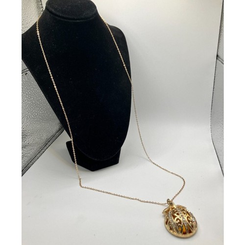 Art Nouveau Orange Design Faux Amber Pendant 40 1/8 Inch Necklace! - Picture 4 of 10