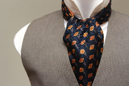 NUEVO CON ETIQUETAS Naranja Amapolas Adorno Seda Ascot A158 Caja de Regalo Foto 3 de 4