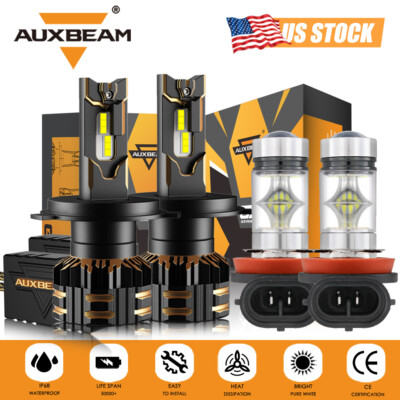 AUXBEAM Canbus LED Headlight Fog Lights High Low For Toyota Highlander 2008-2010