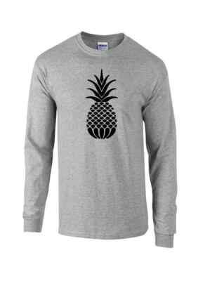 Black Pineapple Long Sleeve Tee Cute Food Fruit Hawaiian Tropical Island T Shirt