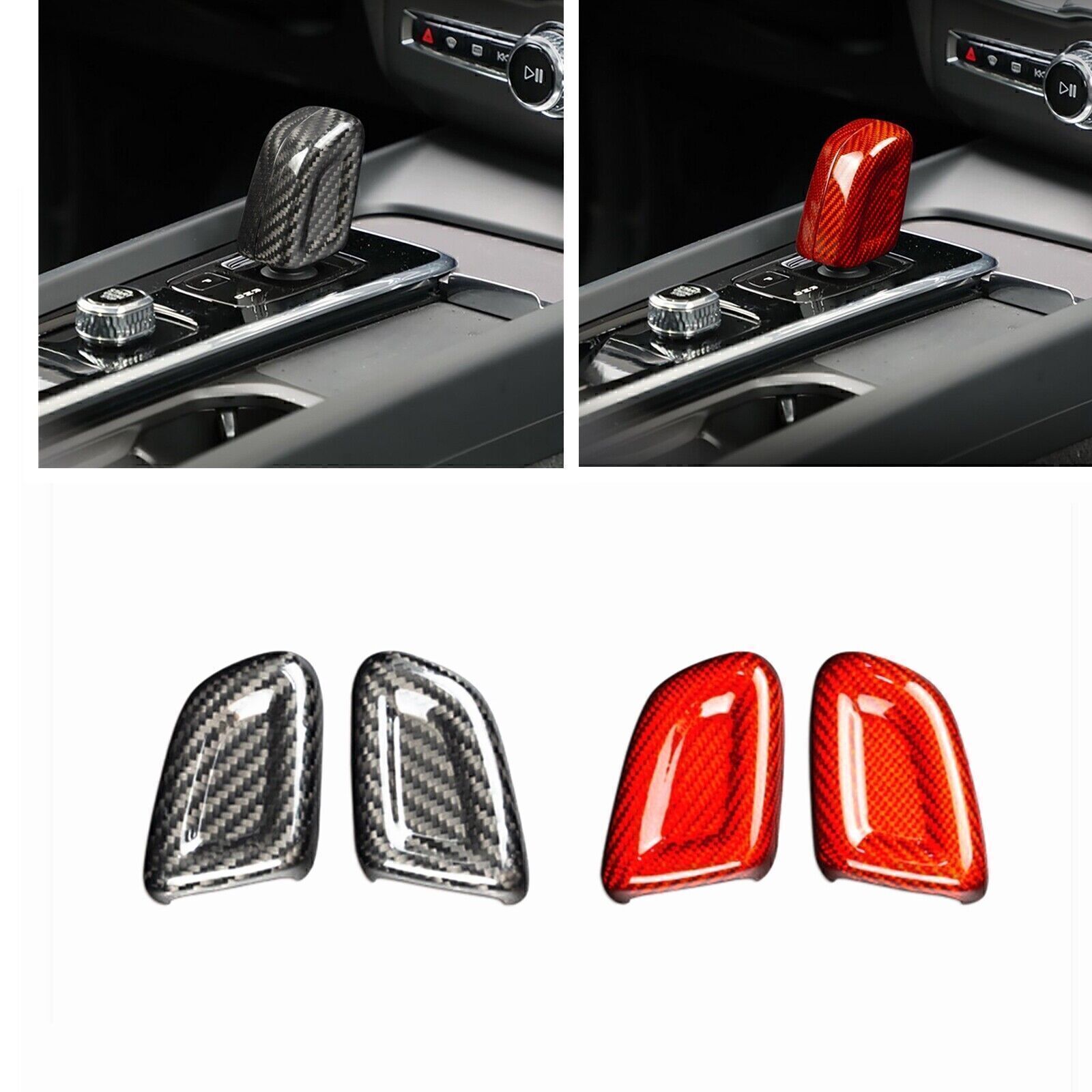 2025 Volvo XC40 S60 Black Carbon Fiber Gear Shift Knob Cover Kit