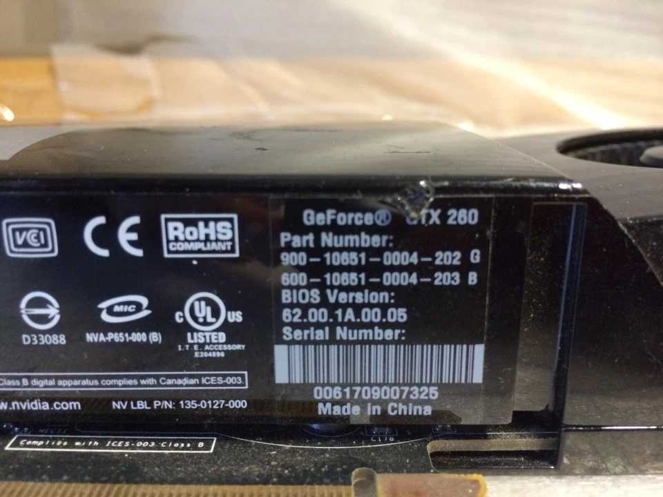 EVGA Nvidia Geforce GTX 260 1GB Graphics Card 900-10651-0004-202- Tested - Image 4 of 4