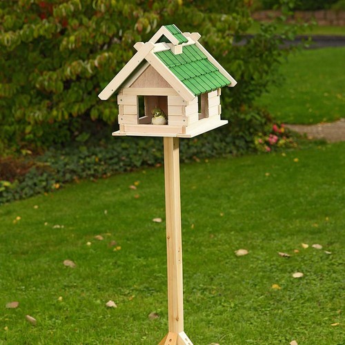 Comedero de madera para pájaros comedero para pájaros 44 cm villa para pájaros verde - Imagen 2 de 5