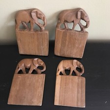 Wooden Hand Carved Coasters Set of 4