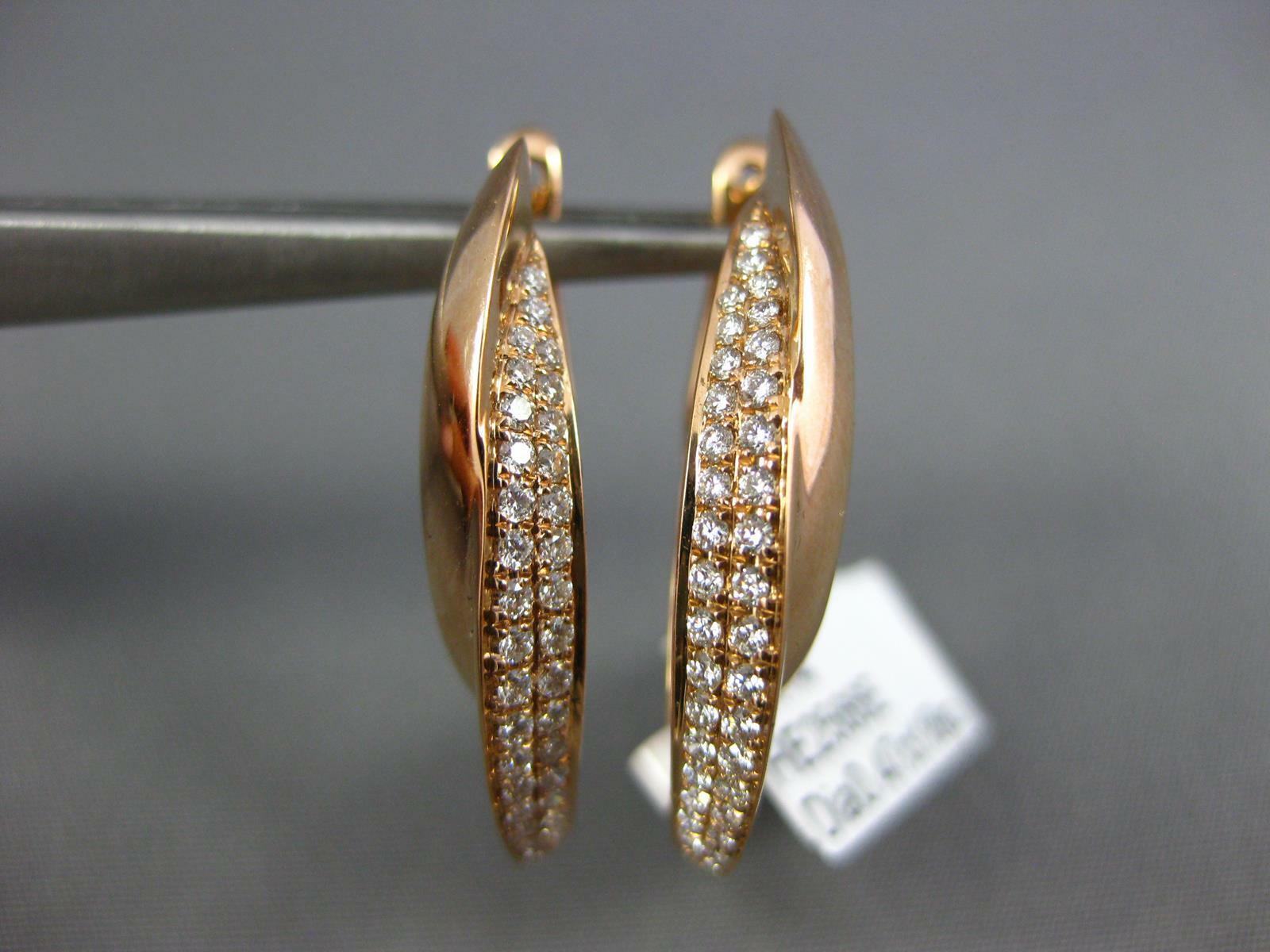 FILA ORECCHINI PENDENTI A CROCE CLIP SU CERCHIO .47 CT DIAMANTE ORO ROSA 18K 2 FILE OVALI
