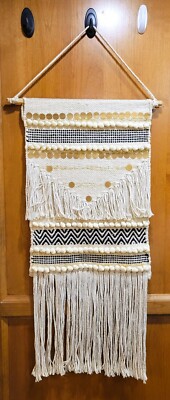 Karma Living Macrame Wall Hanging Jute Boho Retro Hippy 35'' x 15'' Beautiful EUC