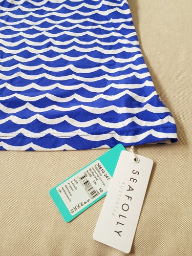 NEW! Seafolly Women Tidal Wave High Neck Singlet, US Size 6, BLUE RAY - Picture 3 of 6
