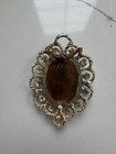 Vintage Large Gold Silver Tone Metal Cameo Brooch Pin 2.75” X 2” — photo 3