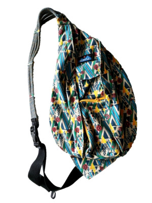 Rare KAVU Woodland Art MULTI Water Resistant Polyester Rope Sling Bag