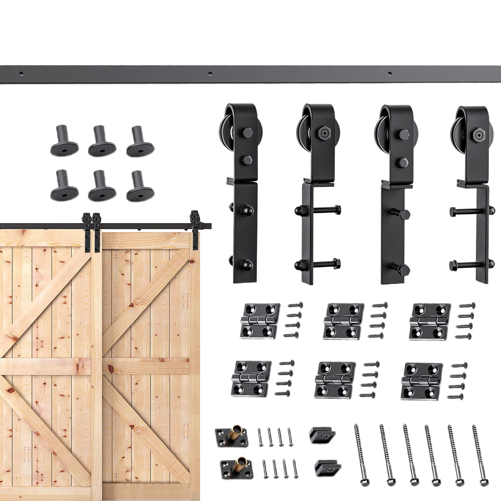 76in Modern Sliding Barn Door Hardware Kit for Closet with Hang Style Track Rail