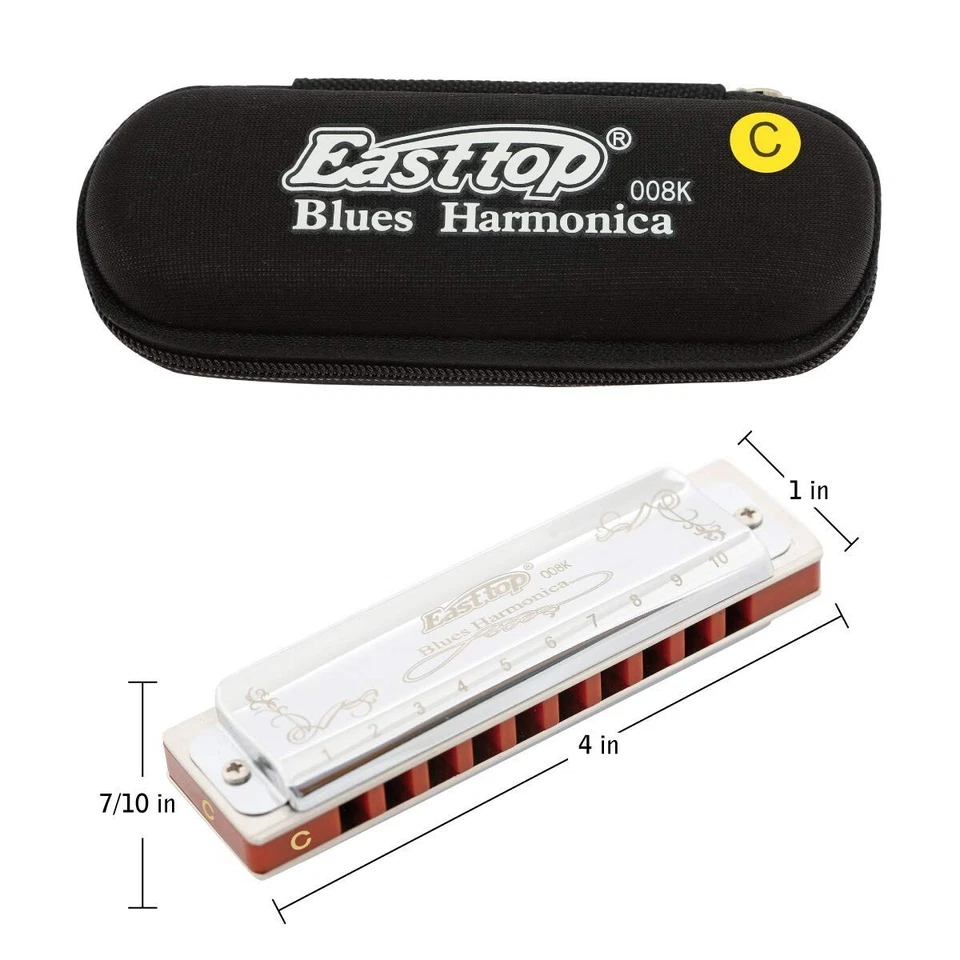 EASTTOP harmonica diatonic key of C 10Holes 20Tone Blues Diatonic Mouth Organ US - Image 4 of 4